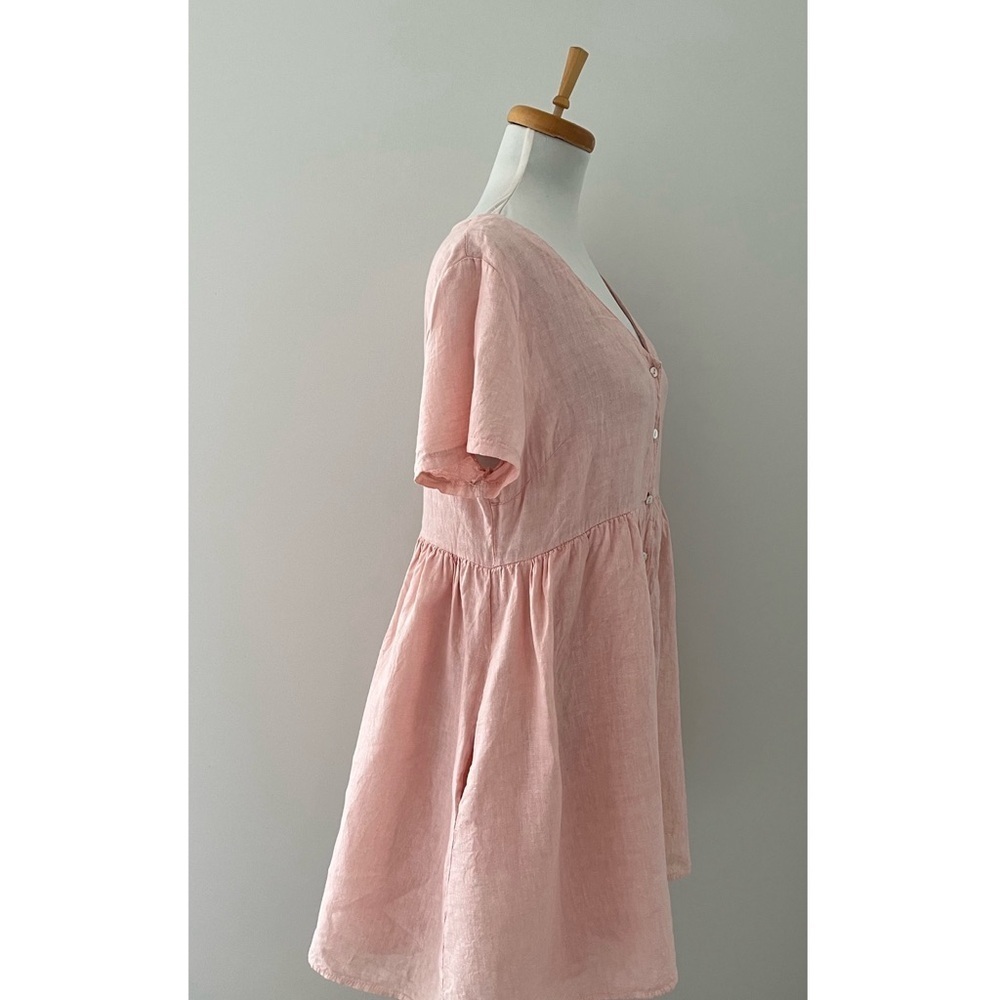 Jillian Harris x Priv Hamptons 100% Linen Blush Babydoll Dress L - Picture 4 of 10
